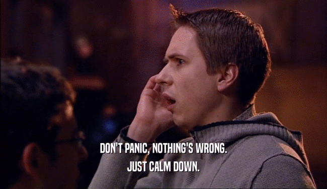 DON'T PANIC, NOTHING'S WRONG.
 JUST CALM DOWN.
 