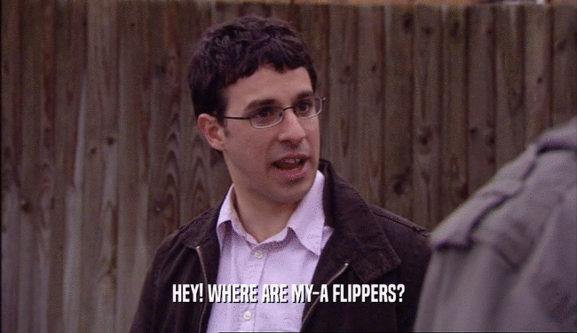 HEY! WHERE ARE MY-A FLIPPERS?  