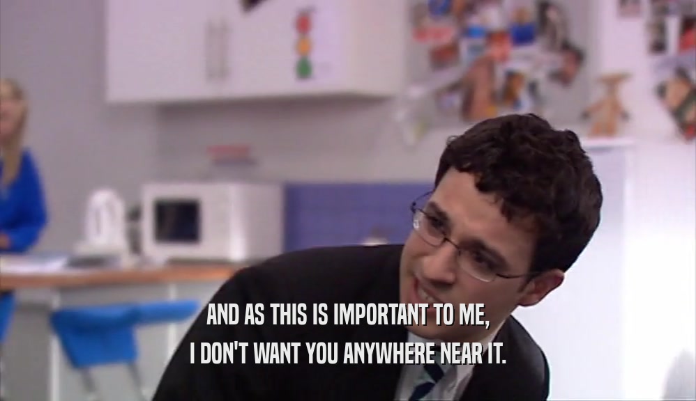 AND AS THIS IS IMPORTANT TO ME, I DON'T WANT YOU ANYWHERE NEAR IT. 