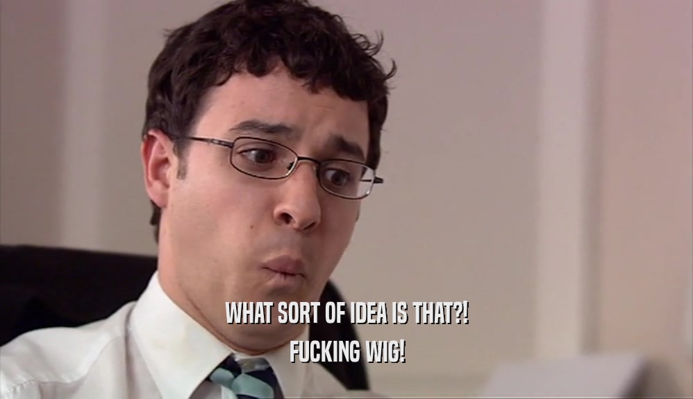 WHAT SORT OF IDEA IS THAT?! FUCKING WIG! 