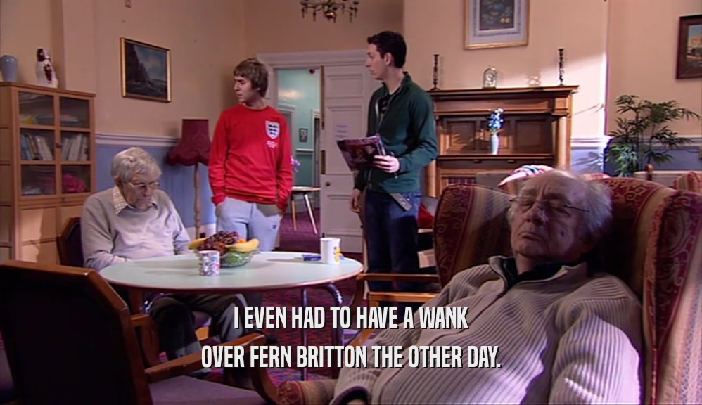 I EVEN HAD TO HAVE A WANK OVER FERN BRITTON THE OTHER DAY. 