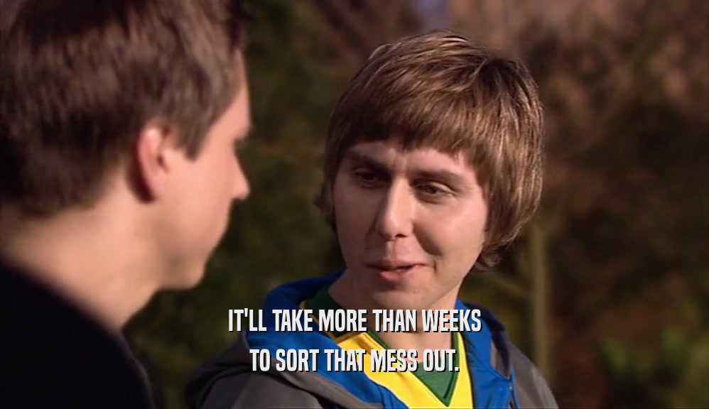 IT'LL TAKE MORE THAN WEEKS TO SORT THAT MESS OUT. 