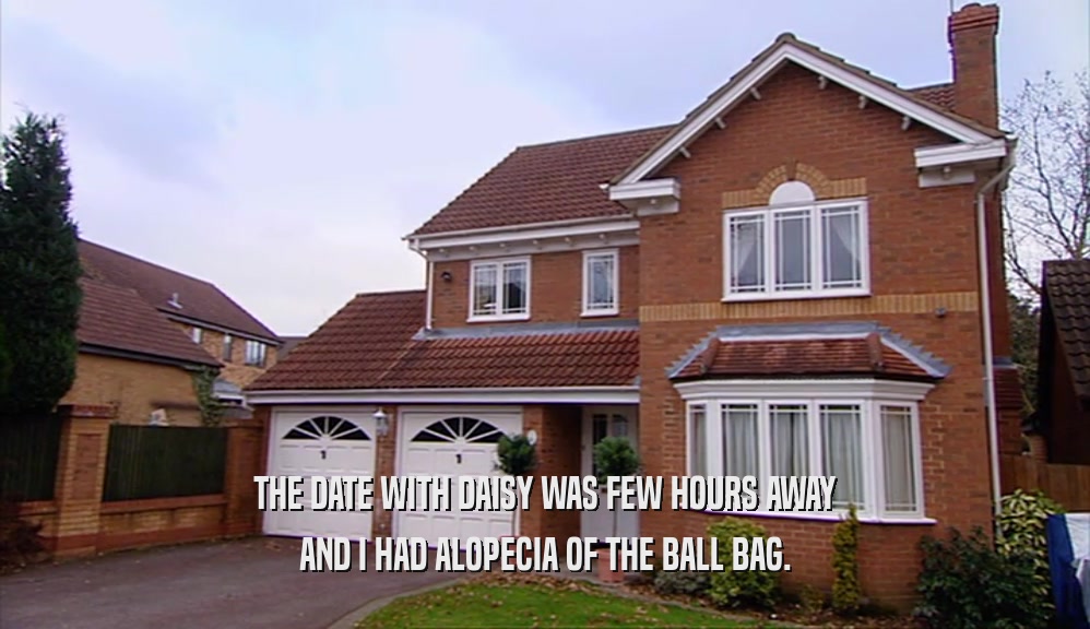 THE DATE WITH DAISY WAS FEW HOURS AWAY AND I HAD ALOPECIA OF THE BALL BAG. 