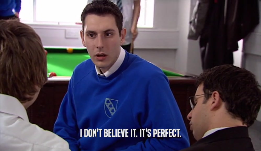 I DON'T BELIEVE IT. IT'S PERFECT.  