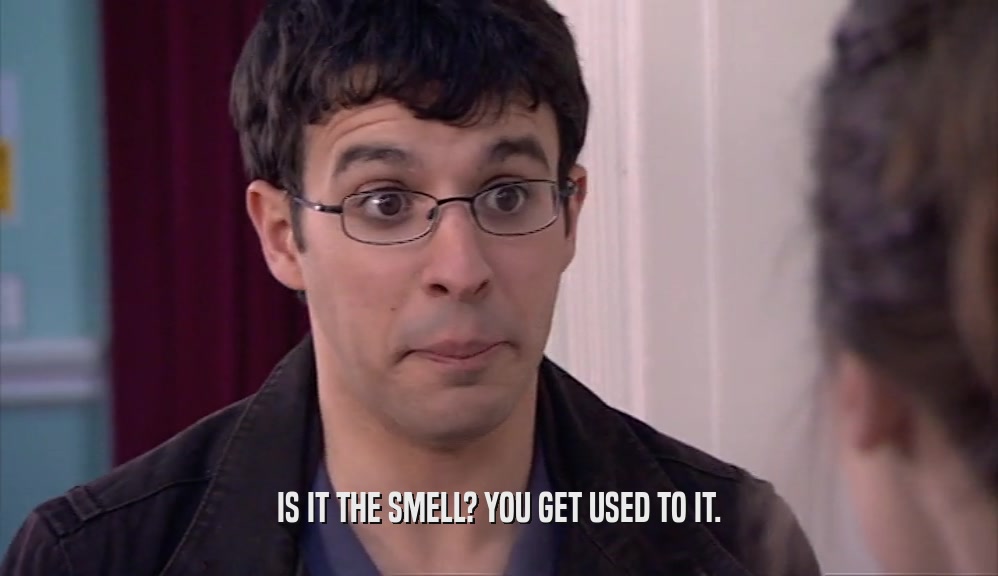 IS IT THE SMELL? YOU GET USED TO IT.  