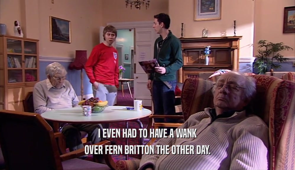 I EVEN HAD TO HAVE A WANK OVER FERN BRITTON THE OTHER DAY. 