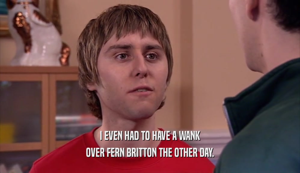 I EVEN HAD TO HAVE A WANK OVER FERN BRITTON THE OTHER DAY. 
