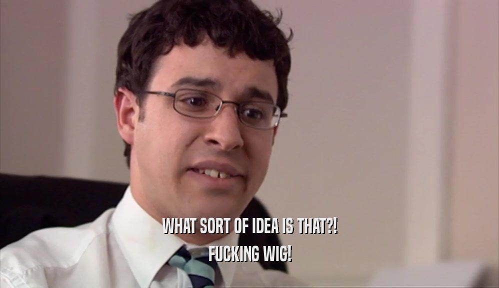 WHAT SORT OF IDEA IS THAT?! FUCKING WIG! 