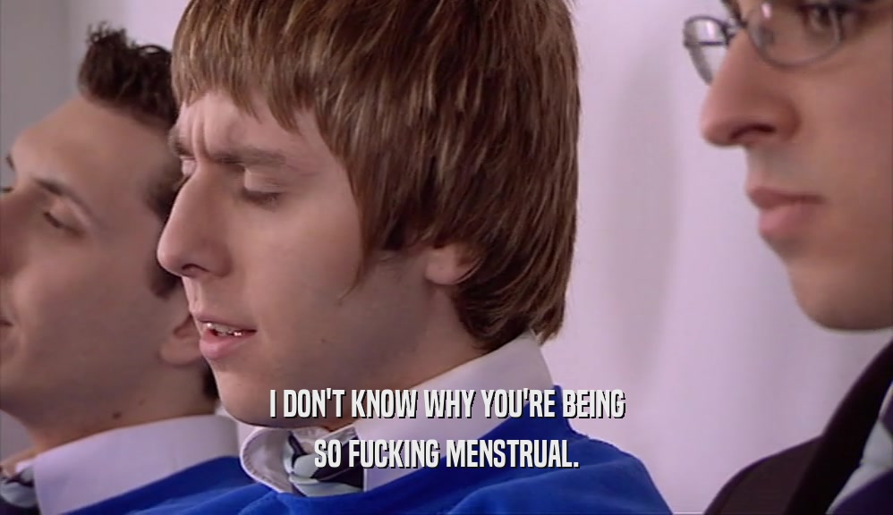 I DON'T KNOW WHY YOU'RE BEING SO FUCKING MENSTRUAL. 