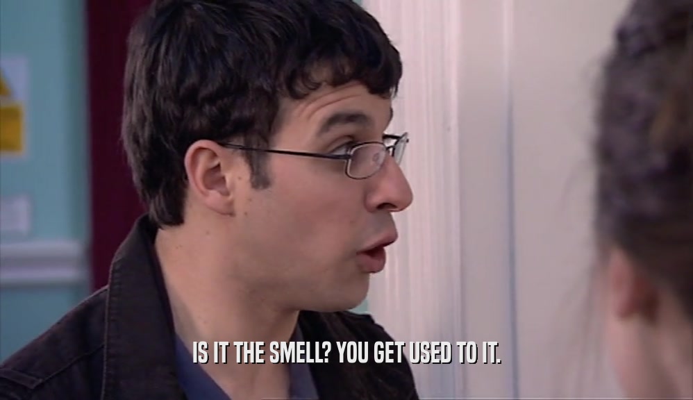 IS IT THE SMELL? YOU GET USED TO IT.  