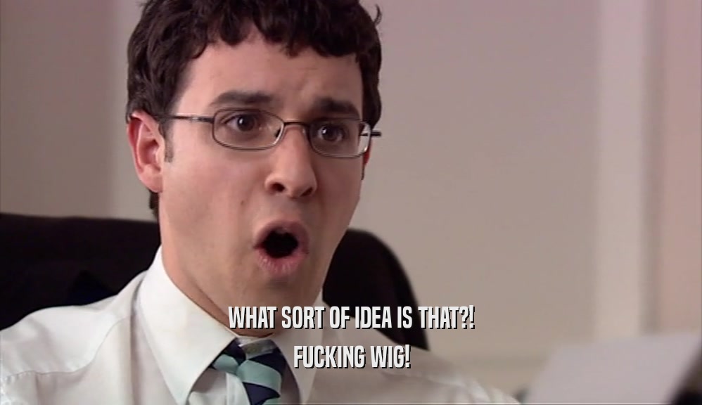 WHAT SORT OF IDEA IS THAT?! FUCKING WIG! 