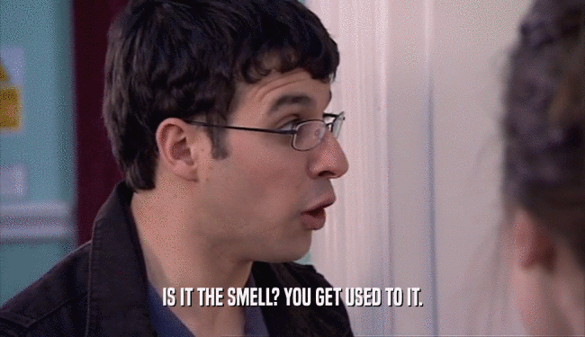 IS IT THE SMELL? YOU GET USED TO IT.  