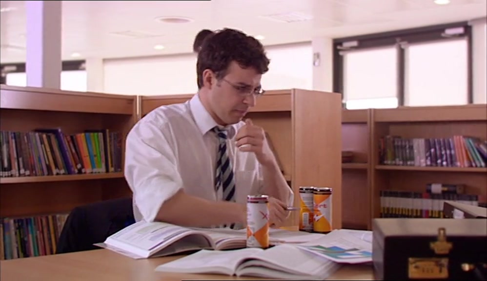 STARING AT BOOKS AND PRAYING SOMETHING WENT IN. 
