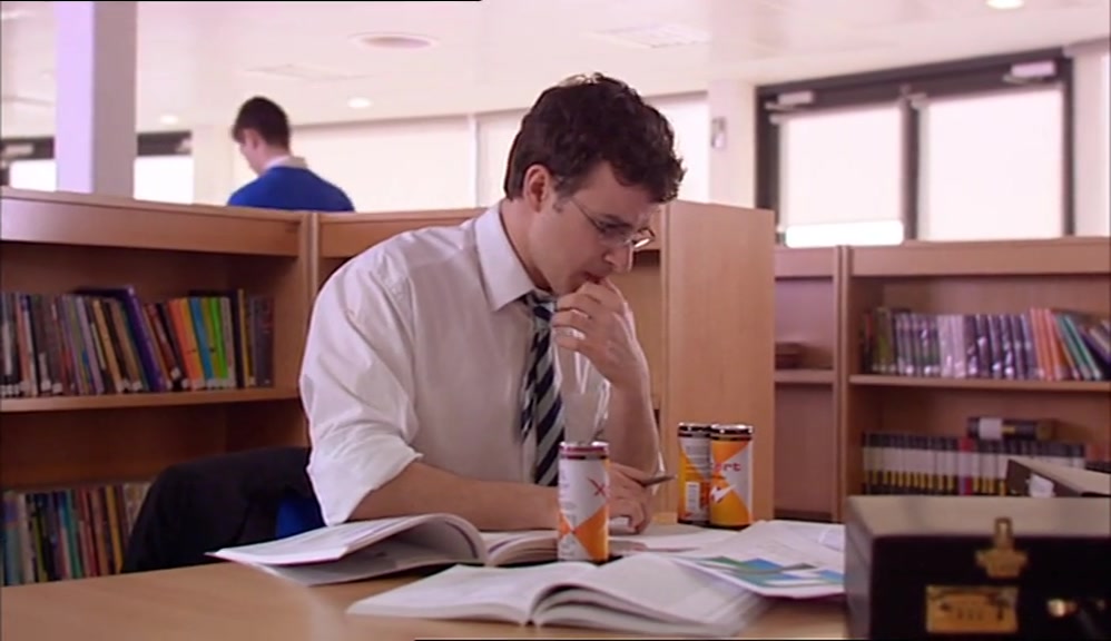 STARING AT BOOKS AND PRAYING SOMETHING WENT IN. 