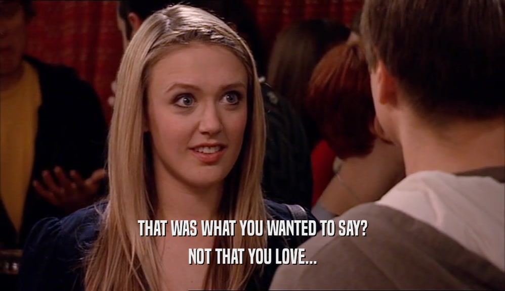 THAT WAS WHAT YOU WANTED TO SAY? NOT THAT YOU LOVE... 