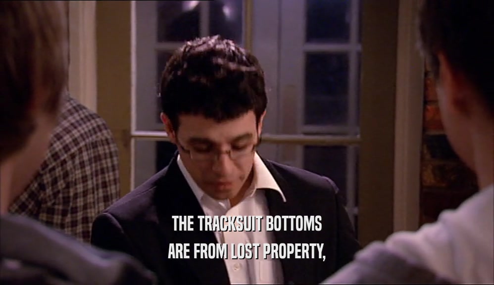THE TRACKSUIT BOTTOMS ARE FROM LOST PROPERTY, 
