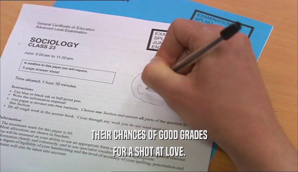 THEIR CHANCES OF GOOD GRADES FOR A SHOT AT LOVE. 