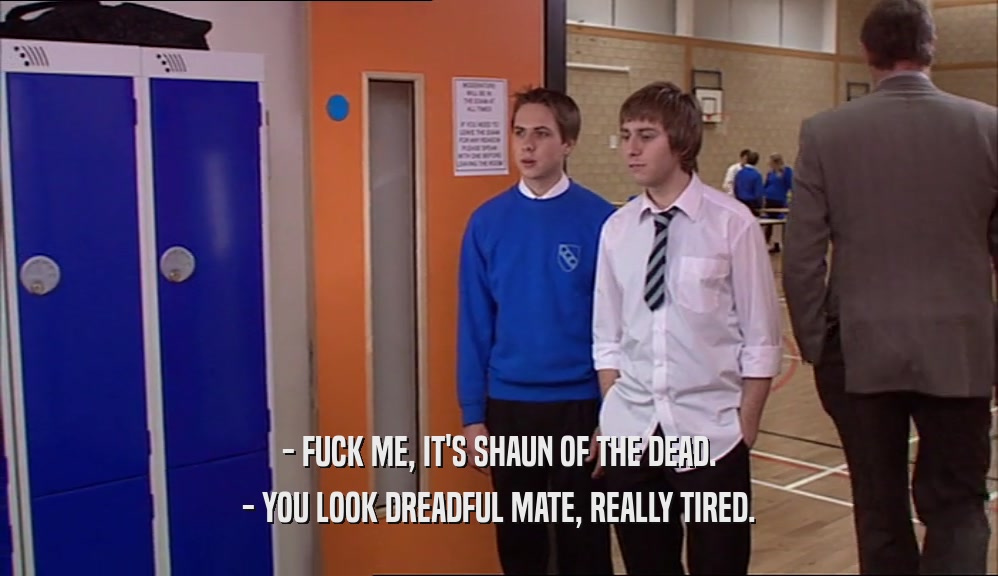 - FUCK ME, IT'S SHAUN OF THE DEAD. - YOU LOOK DREADFUL MATE, REALLY TIRED. 