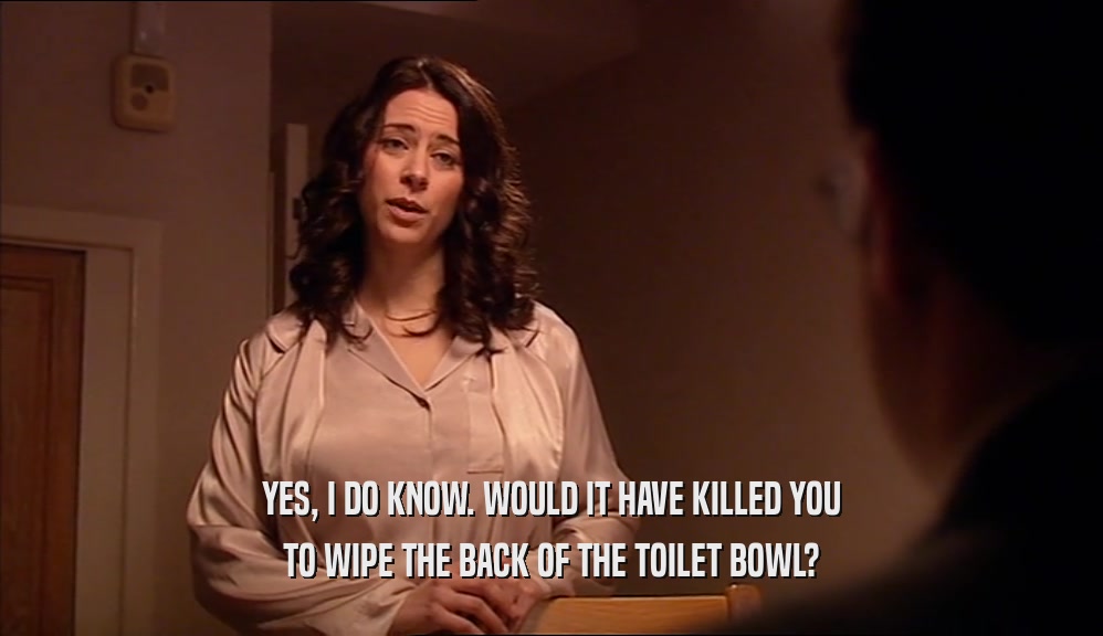 YES, I DO KNOW. WOULD IT HAVE KILLED YOU TO WIPE THE BACK OF THE TOILET BOWL? 