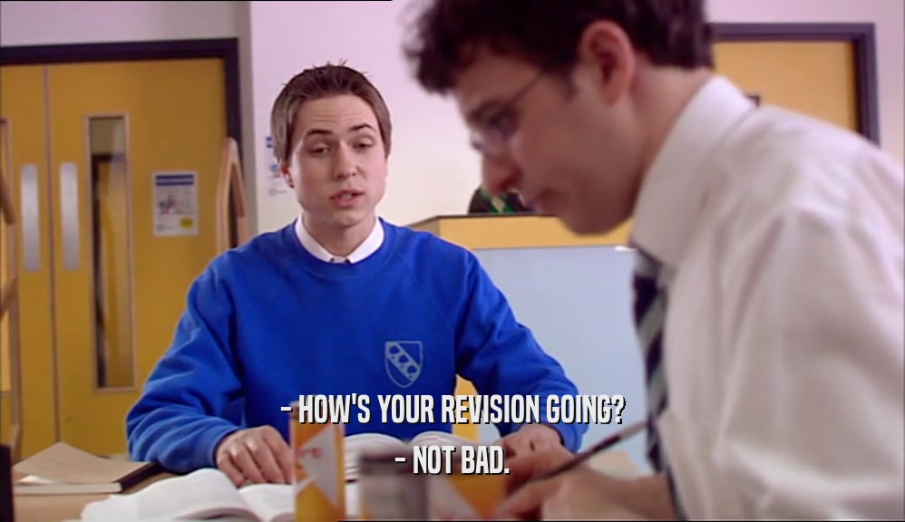 - HOW'S YOUR REVISION GOING? - NOT BAD. 