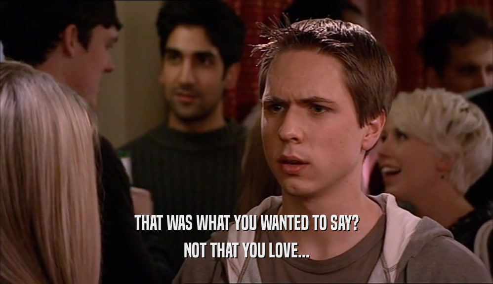 THAT WAS WHAT YOU WANTED TO SAY? NOT THAT YOU LOVE... 
