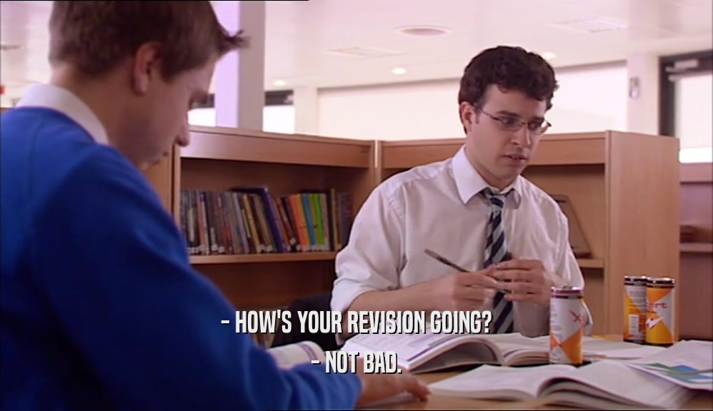 - HOW'S YOUR REVISION GOING? - NOT BAD. 