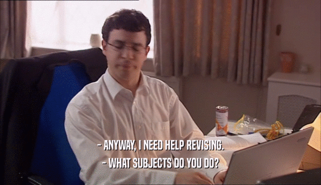 - ANYWAY, I NEED HELP REVISING. - WHAT SUBJECTS DO YOU DO? 