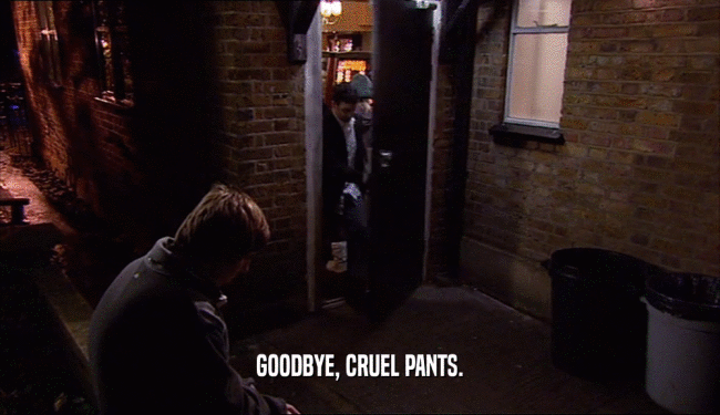 GOODBYE, CRUEL PANTS.
  