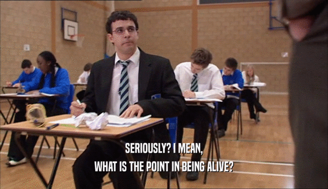 SERIOUSLY? I MEAN, WHAT IS THE POINT IN BEING ALIVE? 