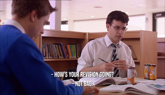 - HOW'S YOUR REVISION GOING? - NOT BAD. 