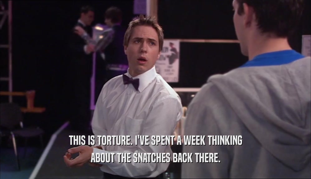 THIS IS TORTURE. I'VE SPENT A WEEK THINKING ABOUT THE SNATCHES BACK THERE. 