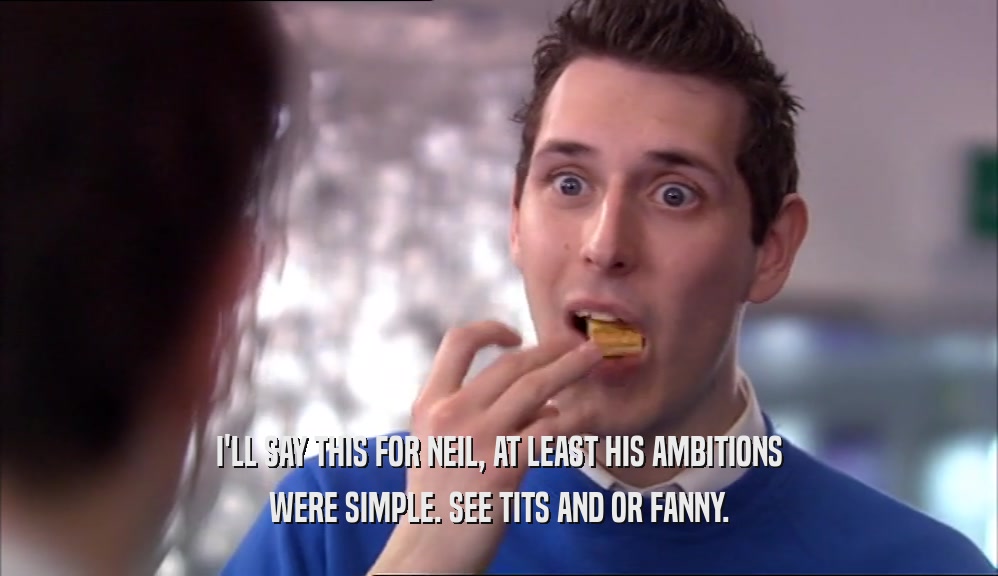 I'LL SAY THIS FOR NEIL, AT LEAST HIS AMBITIONS WERE SIMPLE. SEE TITS AND OR FANNY. 