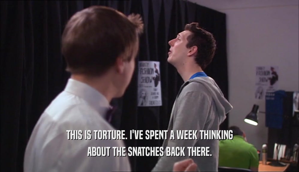 THIS IS TORTURE. I'VE SPENT A WEEK THINKING ABOUT THE SNATCHES BACK THERE. 