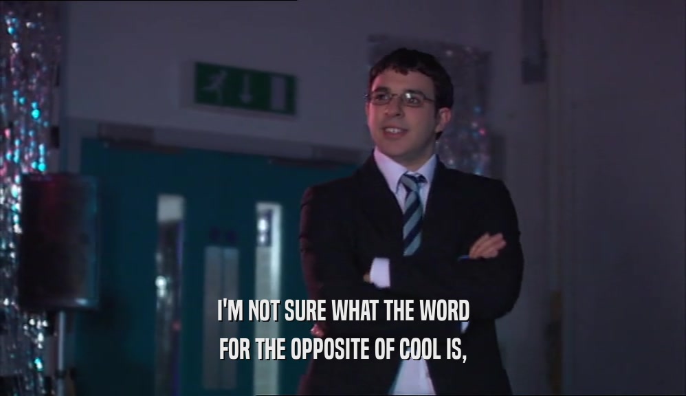 I'M NOT SURE WHAT THE WORD FOR THE OPPOSITE OF COOL IS, 