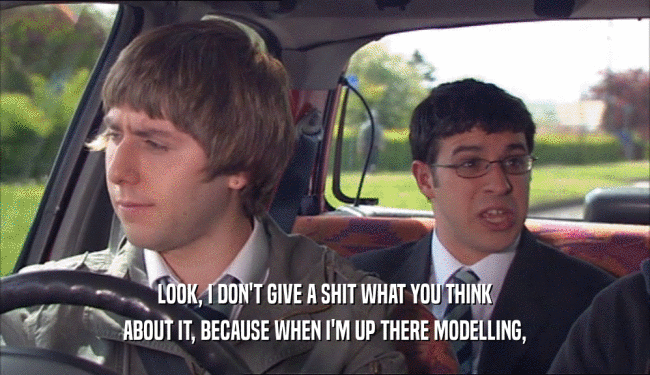 LOOK, I DON'T GIVE A SHIT WHAT YOU THINK ABOUT IT, BECAUSE WHEN I'M UP THERE MODELLING, 