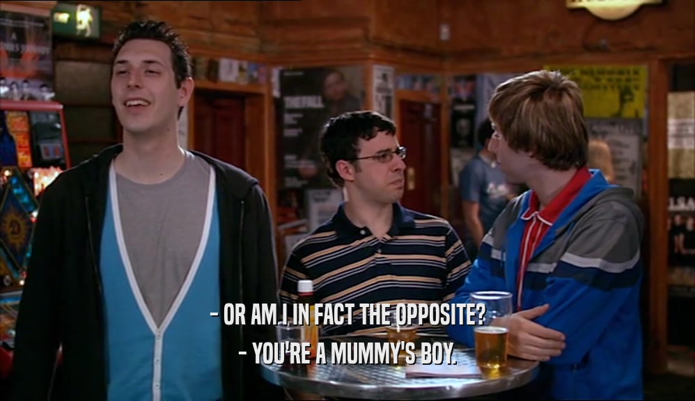 - OR AM I IN FACT THE OPPOSITE? - YOU'RE A MUMMY'S BOY. 