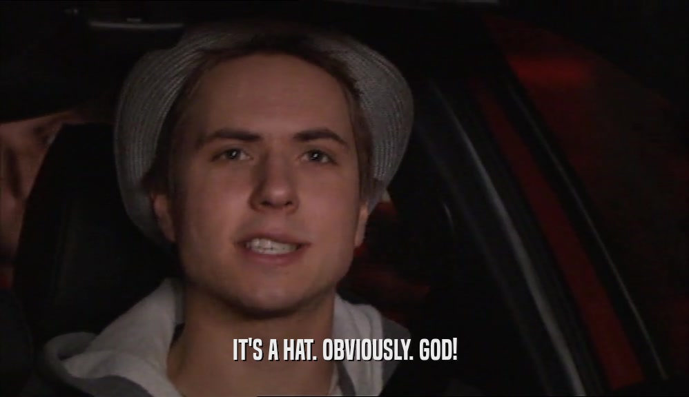 IT'S A HAT. OBVIOUSLY. GOD!
  