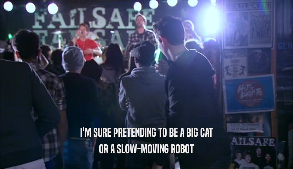 I'M SURE PRETENDING TO BE A BIG CAT OR A SLOW-MOVING ROBOT 