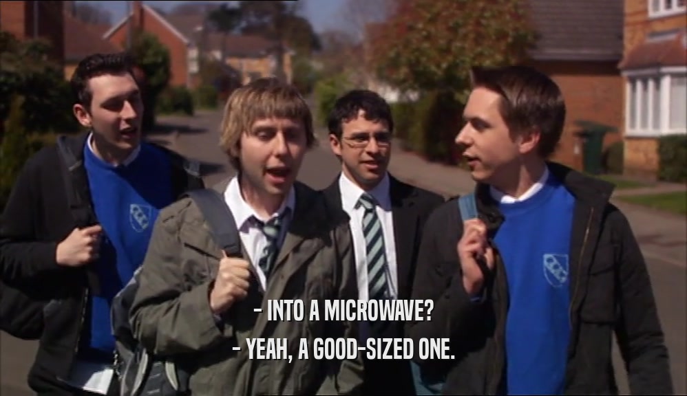- INTO A MICROWAVE?
 - YEAH, A GOOD-SIZED ONE.
 