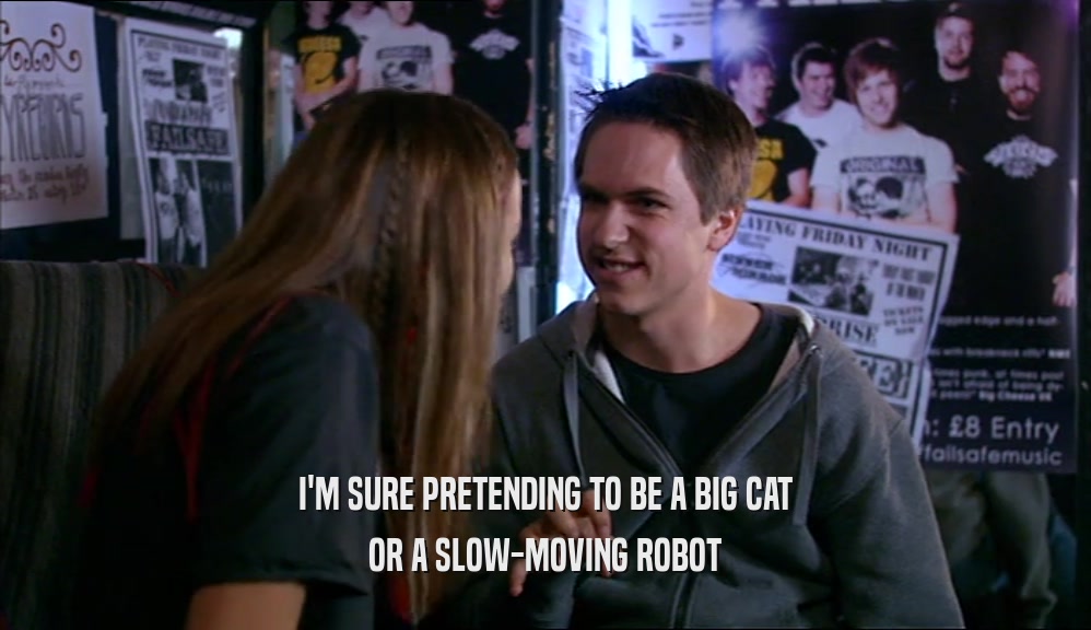 I'M SURE PRETENDING TO BE A BIG CAT OR A SLOW-MOVING ROBOT 