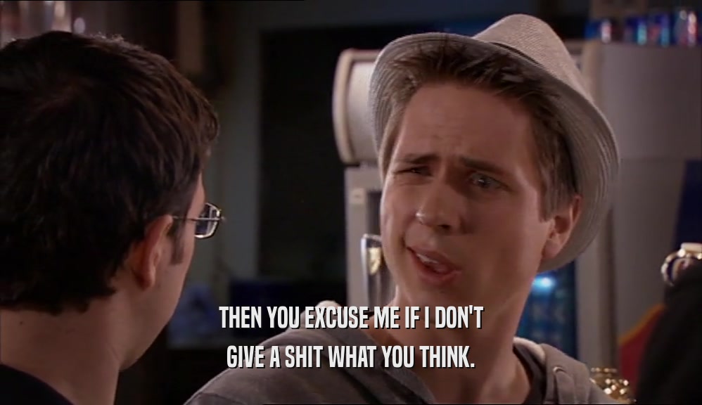 THEN YOU EXCUSE ME IF I DON'T GIVE A SHIT WHAT YOU THINK. 