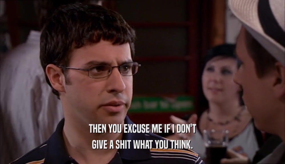 THEN YOU EXCUSE ME IF I DON'T GIVE A SHIT WHAT YOU THINK. 