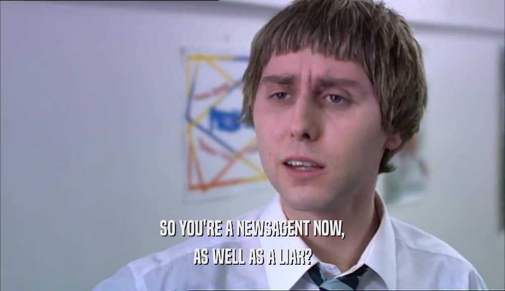 SO YOU'RE A NEWSAGENT NOW, AS WELL AS A LIAR? 
