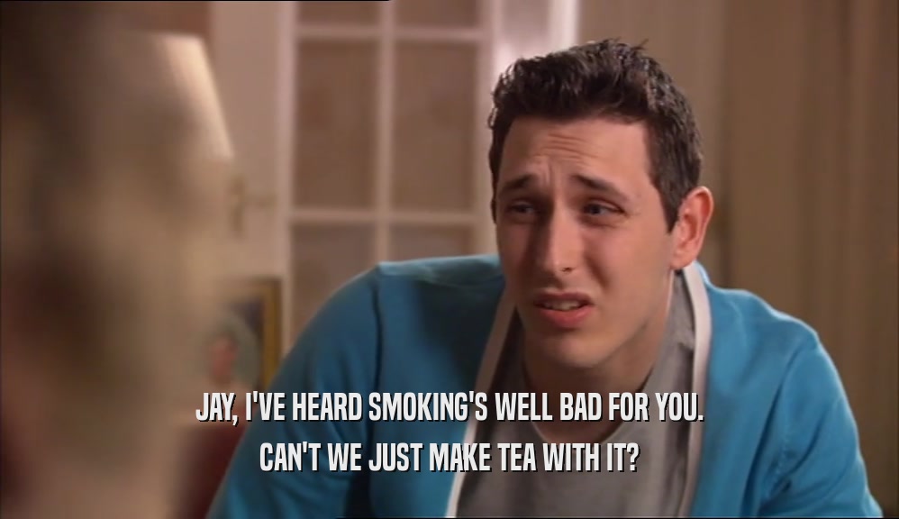 JAY, I'VE HEARD SMOKING'S WELL BAD FOR YOU. CAN'T WE JUST MAKE TEA WITH IT? 