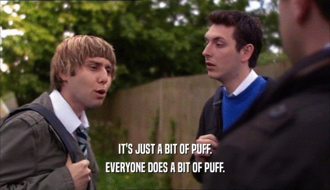 IT'S JUST A BIT OF PUFF. EVERYONE DOES A BIT OF PUFF. 
