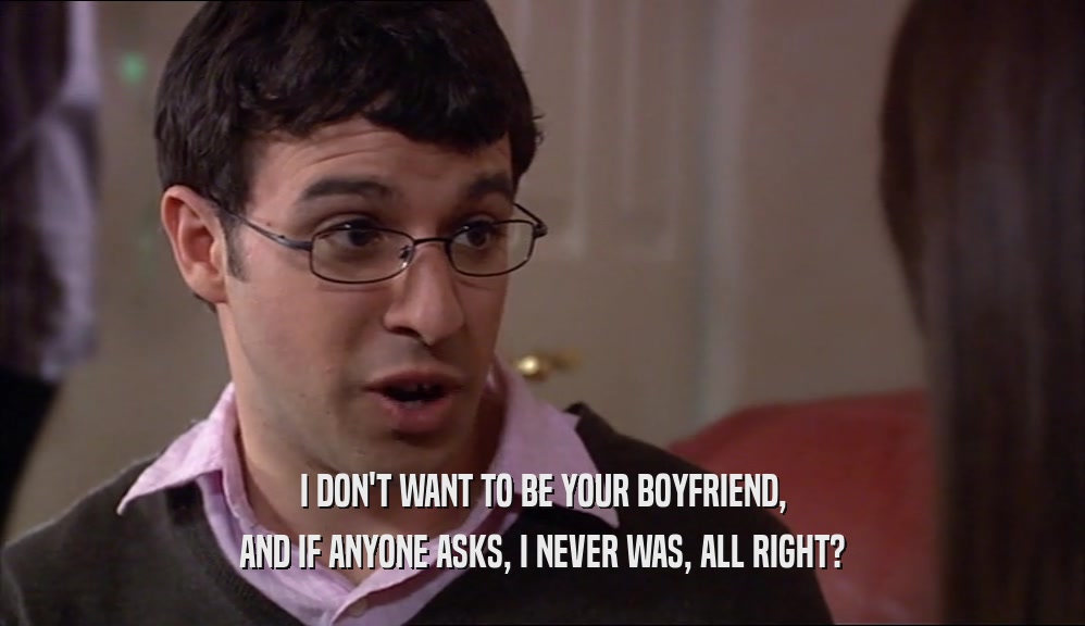I DON'T WANT TO BE YOUR BOYFRIEND, AND IF ANYONE ASKS, I NEVER WAS, ALL RIGHT? 
