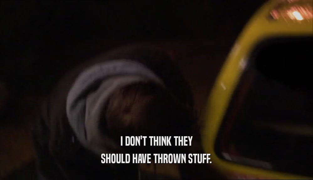 I DON'T THINK THEY SHOULD HAVE THROWN STUFF. 