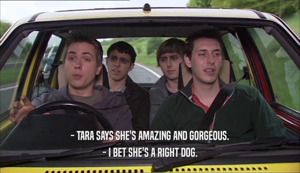 - TARA SAYS SHE'S AMAZING AND GORGEOUS. - I BET SHE'S A RIGHT DOG. 