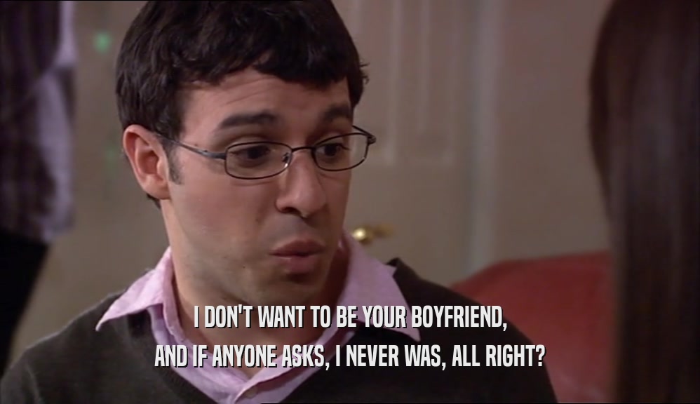 I DON'T WANT TO BE YOUR BOYFRIEND, AND IF ANYONE ASKS, I NEVER WAS, ALL RIGHT? 