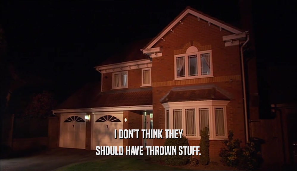 I DON'T THINK THEY SHOULD HAVE THROWN STUFF. 
